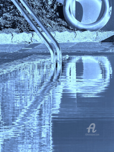 Photography titled "Monchrome blue refl…" by Cédric Hajiji, Original Artwork, Manipulated Photography