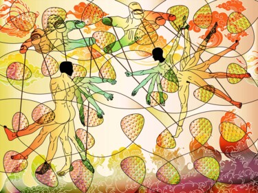 Картина под названием "l'Audace de la crea…" - Cedric Leneutre, Подлинное произведение искусства, Масло Установлен на Деревя…