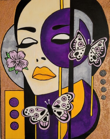 Painting titled "Geischa 2" by Cédric Mounir, Original Artwork, Acrylic