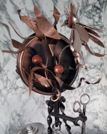 Pintura titulada "L'horloge abandonné…" por Cédric Mounir, Obra de arte original, Metales