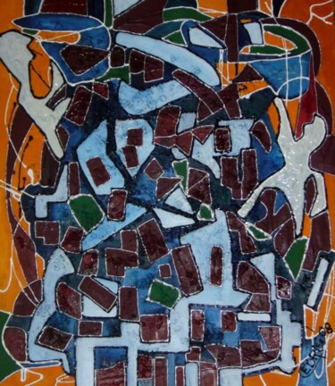 Peinture intitulée "S'accrocher" par Cédric Mounir, Œuvre d'art originale