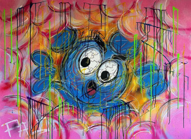 Schilderij getiteld "Breaking Out Modjo" door Cédric Palobart (Palo), Origineel Kunstwerk, Graffiti Gemonteerd op Frame voor…