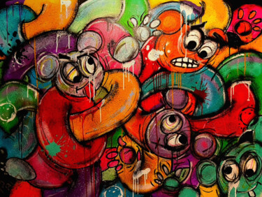 Malerei mit dem Titel "Le Principe d’Incer…" von Cédric Palobart (Palo), Original-Kunstwerk, Sprühfarbe Auf Keilrahmen aus H…