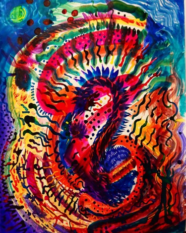 Painting titled "tropical abstraction" by Cedric Villedieu, Original Artwork, Ink