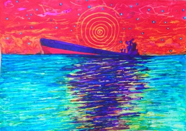 Malerei mit dem Titel "Mauritius OIL SPILL…" von Cedric Villedieu, Original-Kunstwerk, Tinte
