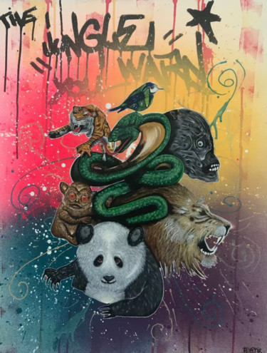 Pintura intitulada "The jungle you warn" por Aste, Obras de arte originais, Tinta spray