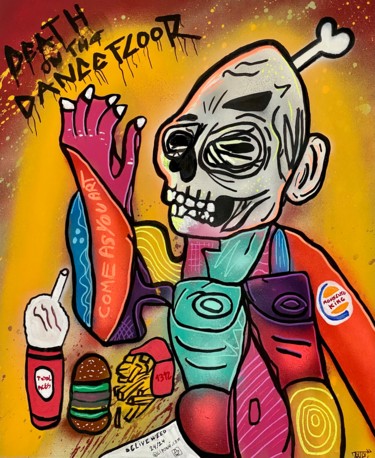 Painting titled "Death on the dance…" by Aste, Original Artwork, Acrylic