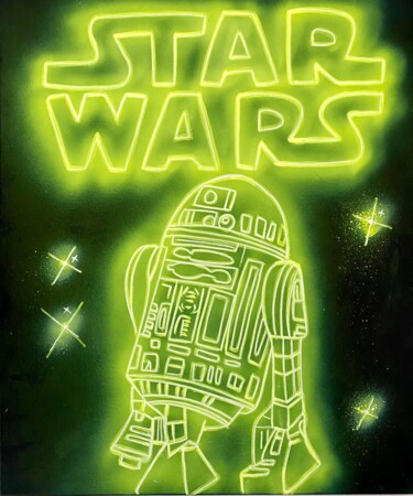 Peinture intitulée "Star Wars R2-D2" par Aste, Œuvre d'art originale, Acrylique