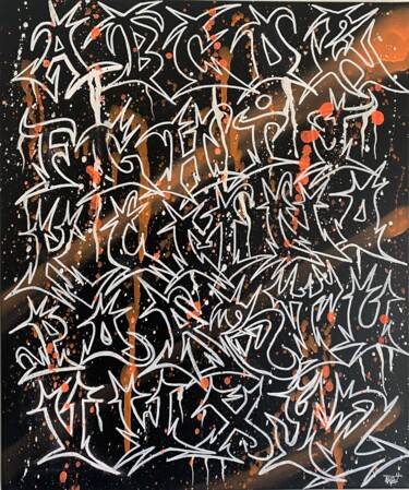 Painting titled "Alphabet" by Aste, Original Artwork, Spray paint