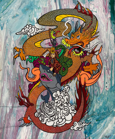 Картина под названием "Kami et le samouraï" - Aste, Подлинное произведение искусства, Акрил