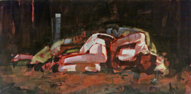 Painting titled "Les effets secondai…" by Cedrick Vannier, Original Artwork, Oil Mounted on Wood Stretcher frame