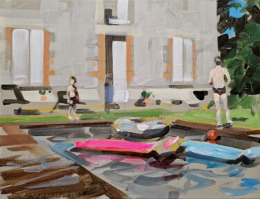 Pittura intitolato "La piscine" da Cedrick Vannier, Opera d'arte originale, Acrilico Montato su Telaio per barella in legno