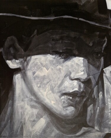 Painting titled "Le chapeau" by Cedrick Vannier, Original Artwork, Acrylic Mounted on Wood Stretcher frame