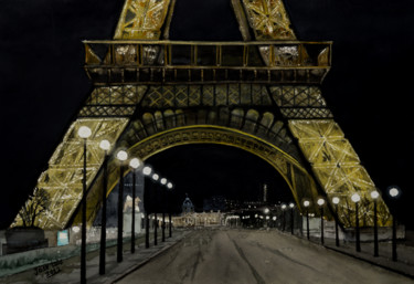 Pittura intitolato "noche en Paris ACUA…" da Jose Luis Perez Muñoz, Opera d'arte originale, Olio