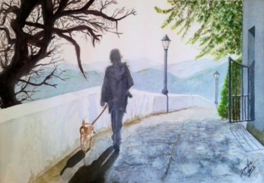 Pittura intitolato "paseando con su ami…" da Jose Luis Perez Muñoz, Opera d'arte originale, Olio