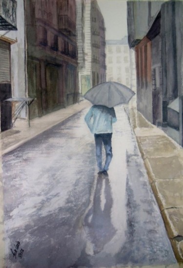 Painting titled "dia de lluvia  ACUA…" by Jose Luis Perez Muñoz, Original Artwork, Oil