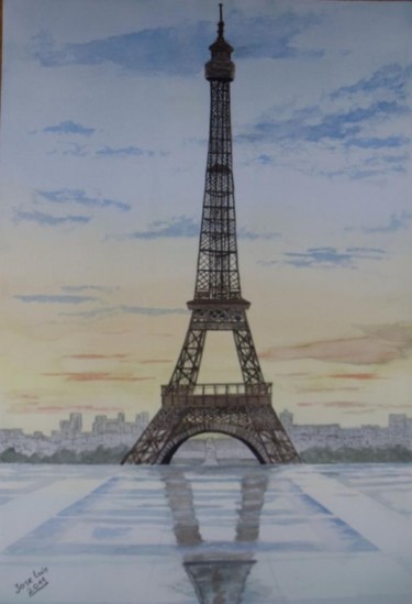 Pittura intitolato "amanece en Paris  A…" da Jose Luis Perez Muñoz, Opera d'arte originale, Olio