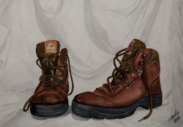 Pintura titulada "mis botas  ACUARELA" por Jose Luis Perez Muñoz, Obra de arte original, Oleo