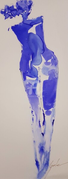 Painting titled "blue lady 3" by Cegede, Original Artwork, Ink