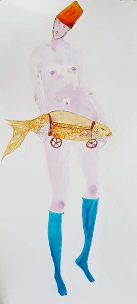 Peinture intitulée "le poisson de compa…" par Cegede, Œuvre d'art originale, Encre