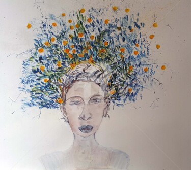 Peinture intitulée "sous l'oranger" par Cegede, Œuvre d'art originale, Encre