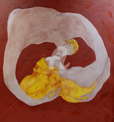 Baiser ardent Peinture intitulée "Baiser ardent" par Cegede, Œuvre d'art originale, Acrylique