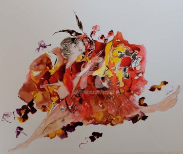 Peinture intitulée "l'ardeur" par Cegede, Œuvre d'art originale, Encre