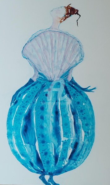Peinture intitulée "Fruits de mer" par Cegede, Œuvre d'art originale, Encre