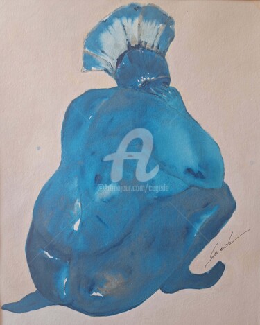 Painting titled "L'oiseau bleu" by Cegede, Original Artwork, Acrylic