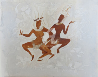 Peinture intitulée "Apsara" par Cegede, Œuvre d'art originale, Encre