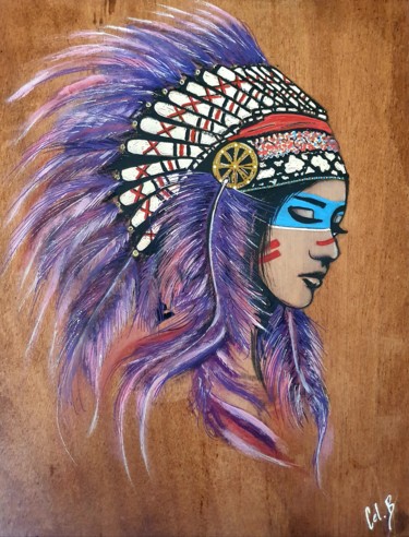 Painting titled "" Cheyenne 1 "" by Cel . B, Original Artwork, Acrylic