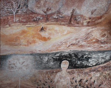 Картина под названием "Быстрая река" - Наталья Ковалева, Подлинное произведение искусства, Акрил Установлен на картон