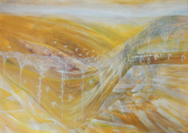 Картина под названием "Золотой мост" - Наталья Ковалева, Подлинное произведение искусства, Акрил