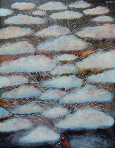 Pittura intitolato "Мысли за облаками" da Natalia Kovaleva, Opera d'arte originale, Acrilico Montato su Telaio per barella i…