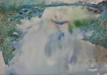 Картина под названием "Парящий остров" - Наталья Ковалева, Подлинное произведение искусства, Акварель