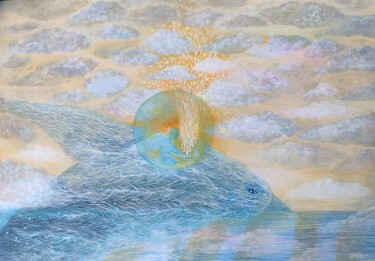 Картина под названием "Цветущий сад начина…" - Наталья Ковалева, Подлинное произведение искусства, Акрил