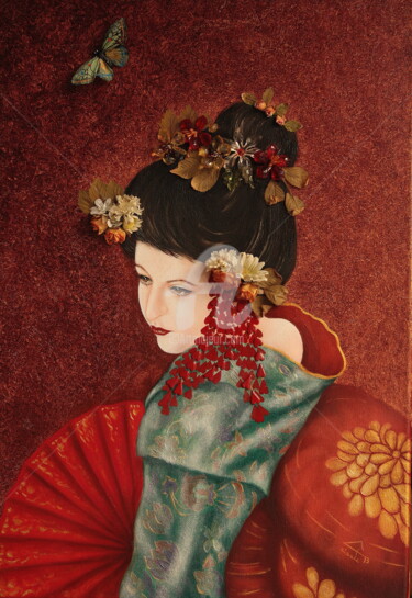 Pittura intitolato "madama-butterfly-ol…" da Celestina Salemi, Opera d'arte originale