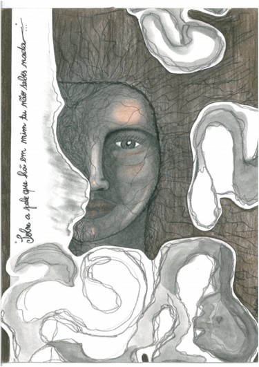 Disegno intitolato "Sob a pele que há e…" da Tina J. Garcia, Opera d'arte originale, Altro