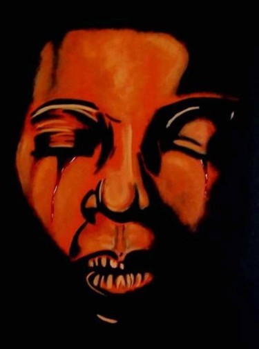 Painting titled "Deus negro" by Tina J. Garcia, Original Artwork