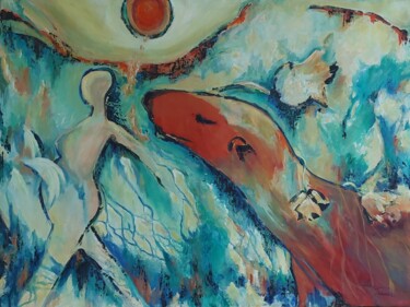Painting titled "Conscience planete" by Celi Tessier, Original Artwork, Acrylic Mounted on Wood Stretcher frame