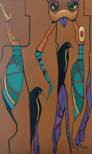 Painting titled "Le mobile" by Celi Tessier, Original Artwork, Acrylic Mounted on Wood Stretcher frame