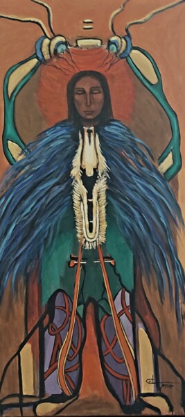 Painting titled "Le Shaman" by Celi Tessier, Original Artwork, Acrylic Mounted on Wood Stretcher frame