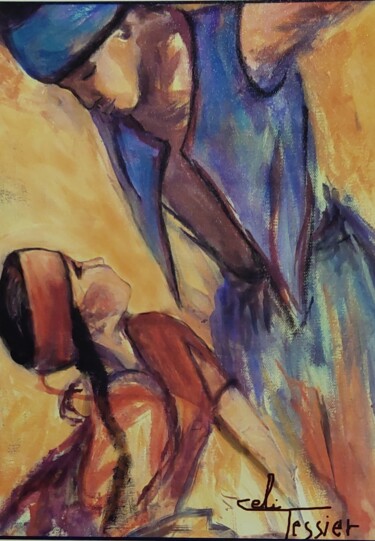 Painting titled "Danse Les Trois gor…" by Celi Tessier, Original Artwork, Acrylic Mounted on Wood Stretcher frame
