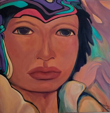 Painting titled "Roxanne" by Celi Tessier, Original Artwork, Acrylic Mounted on Wood Stretcher frame