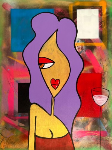 Painting titled "Urban Lady" by Célia Mourier, Original Artwork, Acrylic