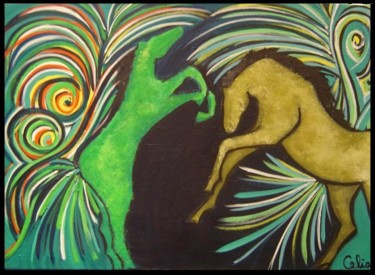 Painting titled "Seducción en colores" by Celia Edith Sanabria, Original Artwork