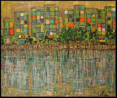 Painting titled "Vista desde el rio" by Celia Edith Sanabria, Original Artwork