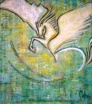 Pintura titulada "Angel del cielo" por Celia Edith Sanabria, Obra de arte original