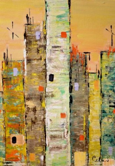 Pintura titulada "edificios" por Celia Edith Sanabria, Obra de arte original
