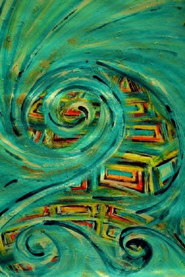 Pintura titulada "Tsunami" por Celia Edith Sanabria, Obra de arte original
